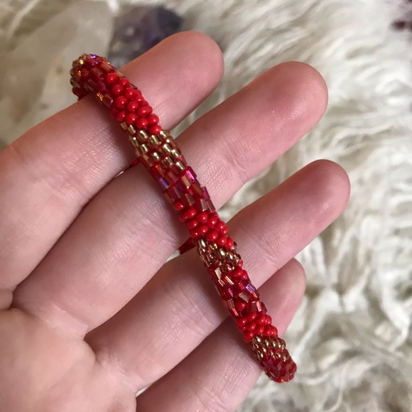 Glass Seed Bead Crochet Roll On Bracelet - Picture 3 of 6